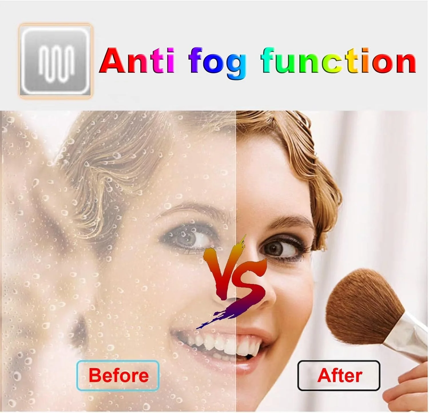 آینه حمام LED نیم دایره نامنظم، آینه های دیواری بزرگ با ضد مه، دیمر، HD، ضد انفجار، 3 رنگ نور LED، آینه روشویی LED 50CM|60CM|70CM|80CM|90CM (رنگ: Col)