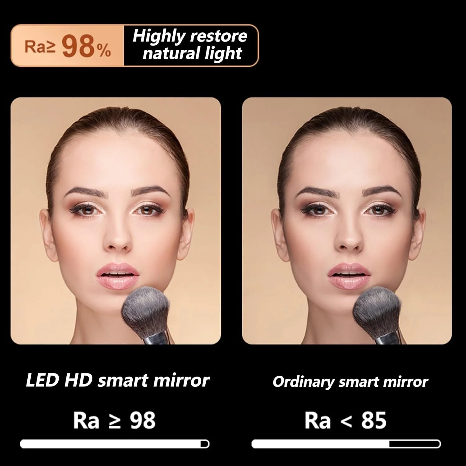 آینه حمام نامنظم با نور LED سه رنگ، آینه آرایش دیواری با کلید لمسی و پد ضد بخار، آینه های هوشمند LED کم مصرف، با قابلیت تنظیم نور (رنگ: C، سایز: 60 * 90 سانتی متر)