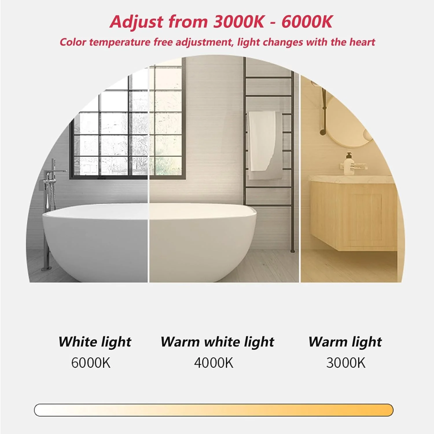 آینه حمام نامنظم با چراغ های LED، آینه دیواری با کلید لمسی و پد ضد بخار، آینه تزئینی قطره ای شکل، نورپردازی کم نور شونده 3 رنگ (رنگ: B، اندازه: 75*100 سانتی متر)