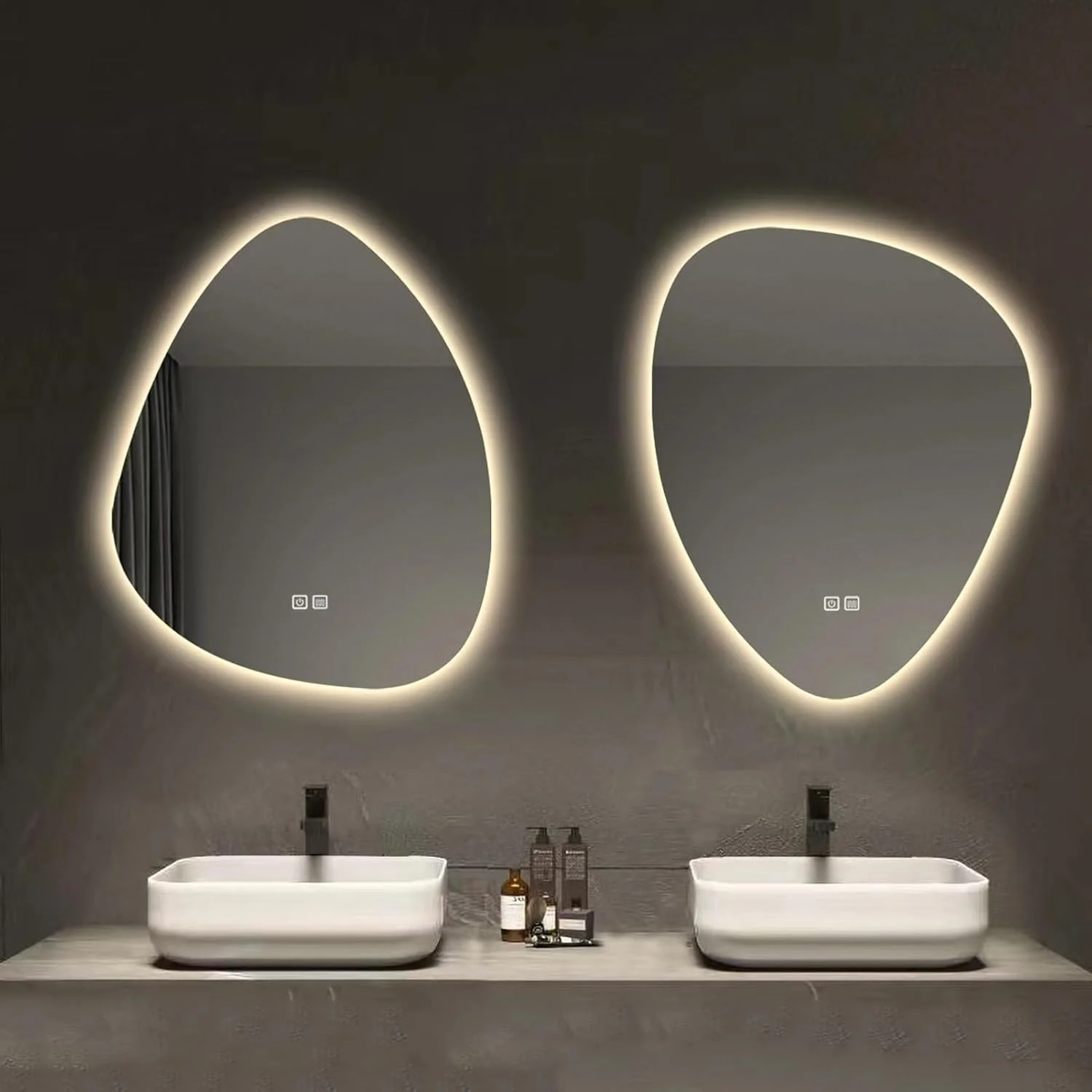 آینه حمام نامنظم با چراغ های LED، آینه دیواری با کلید لمسی و پد ضد بخار، آینه تزئینی قطره ای شکل، نورپردازی کم نور شونده 3 رنگ (رنگ: A و B، اندازه: 75*120 سانتی متر) آینه حمام نامنظم با چراغ های LED، آینه دیواری با کلید لمسی و پد ضد بخار، آینه تزئینی قطره ای شکل، نورپردازی کم نور شونده 3 رنگ (رنگ: A و B، اندازه: 75*120 سانتی متر)