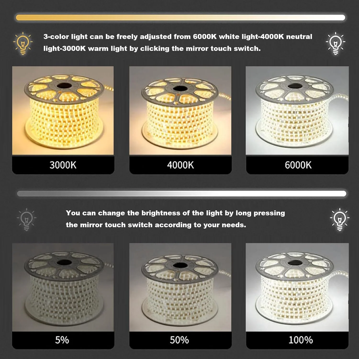 Irregular LED Bathroom Mirror, Asymmetric Wall Mirror, Smart Dimming Makeup Mirror, 3000K/4000K/6000K Adjustable, Smart Touch Button, Lighted Mirror For Bedroom, Living Room, Hallway (Color : A, Si