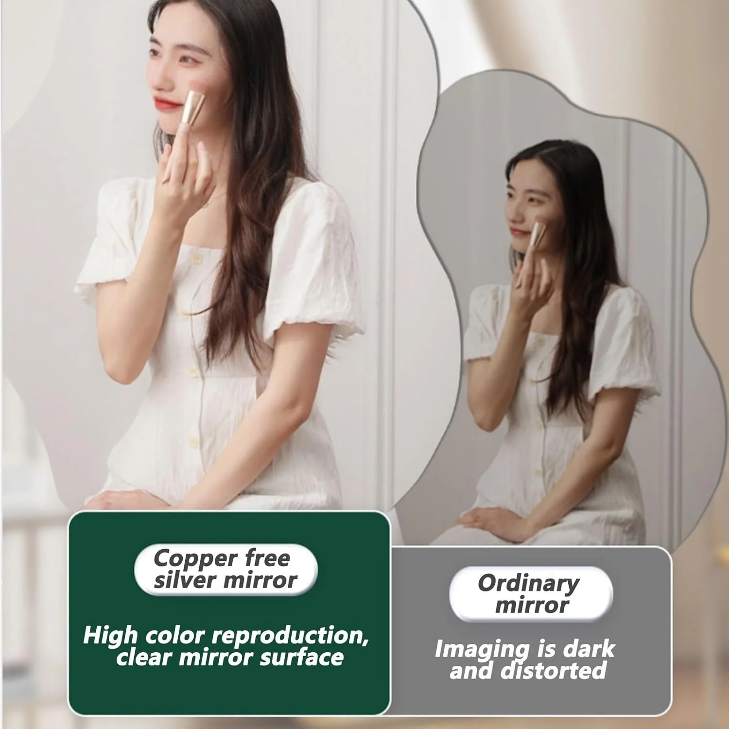 آینه حمام ابر شکل نامنظم با نور LED، آینه دیواری روشن ضد مه، نورپردازی کم نور 3 رنگ، آینه تزئینی نامتقارن شیک (اندازه: 50x70 سانتی متر) آینه حمام ابر شکل نامنظم با نور LED، آینه دیواری روشن ضد مه، نورپردازی کم نور 3 رنگ، آینه تزئینی نامتقارن شیک (اندازه: 50x70 سانتی متر)