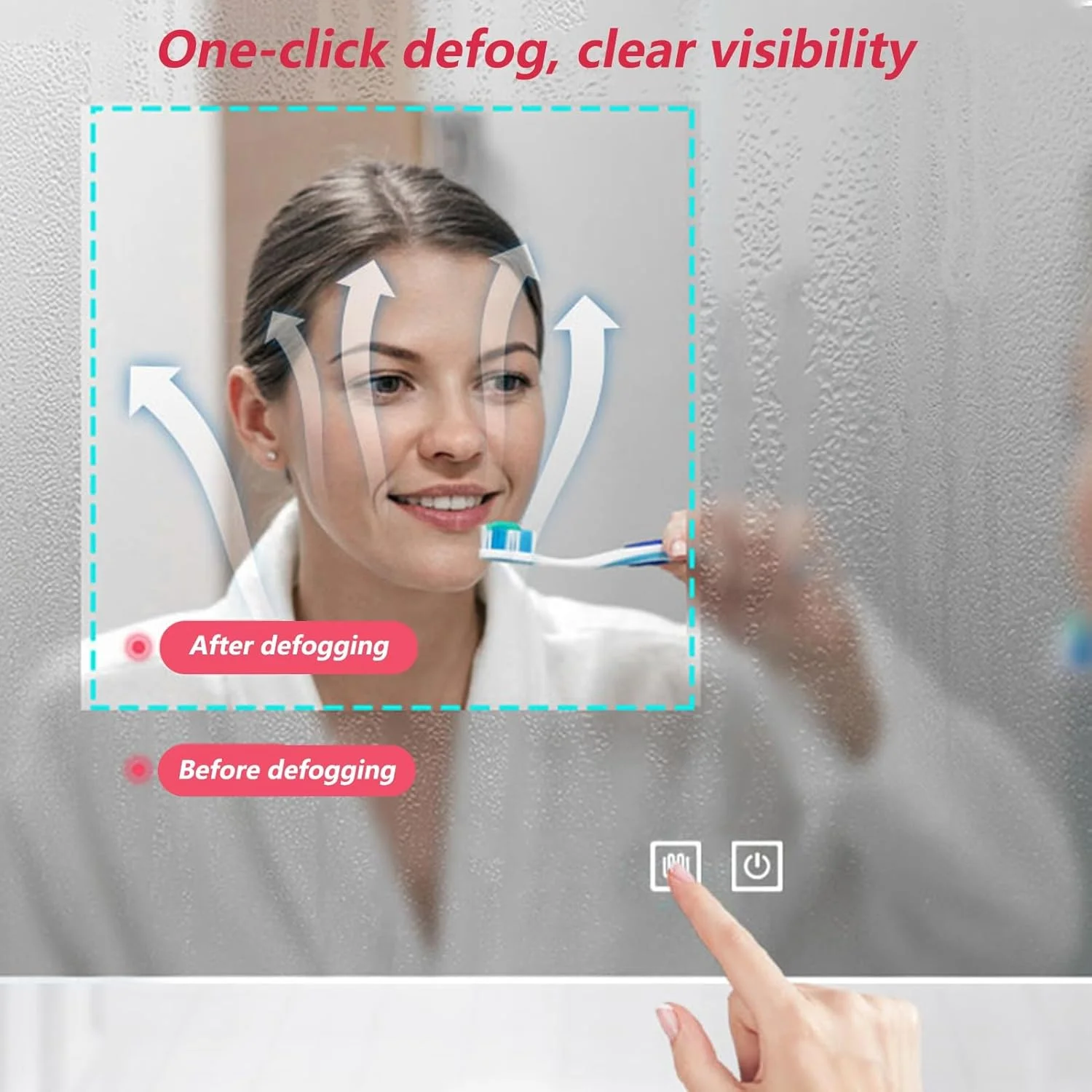 آینه حمام نامنظم با چراغ های LED، آینه دیواری با کلید لمسی و پد ضد بخار، آینه تزئینی قطره ای شکل، نورپردازی سه رنگ قابل تنظیم (رنگ: A و B، اندازه: 40*60/15.7*23.6 اینچ)