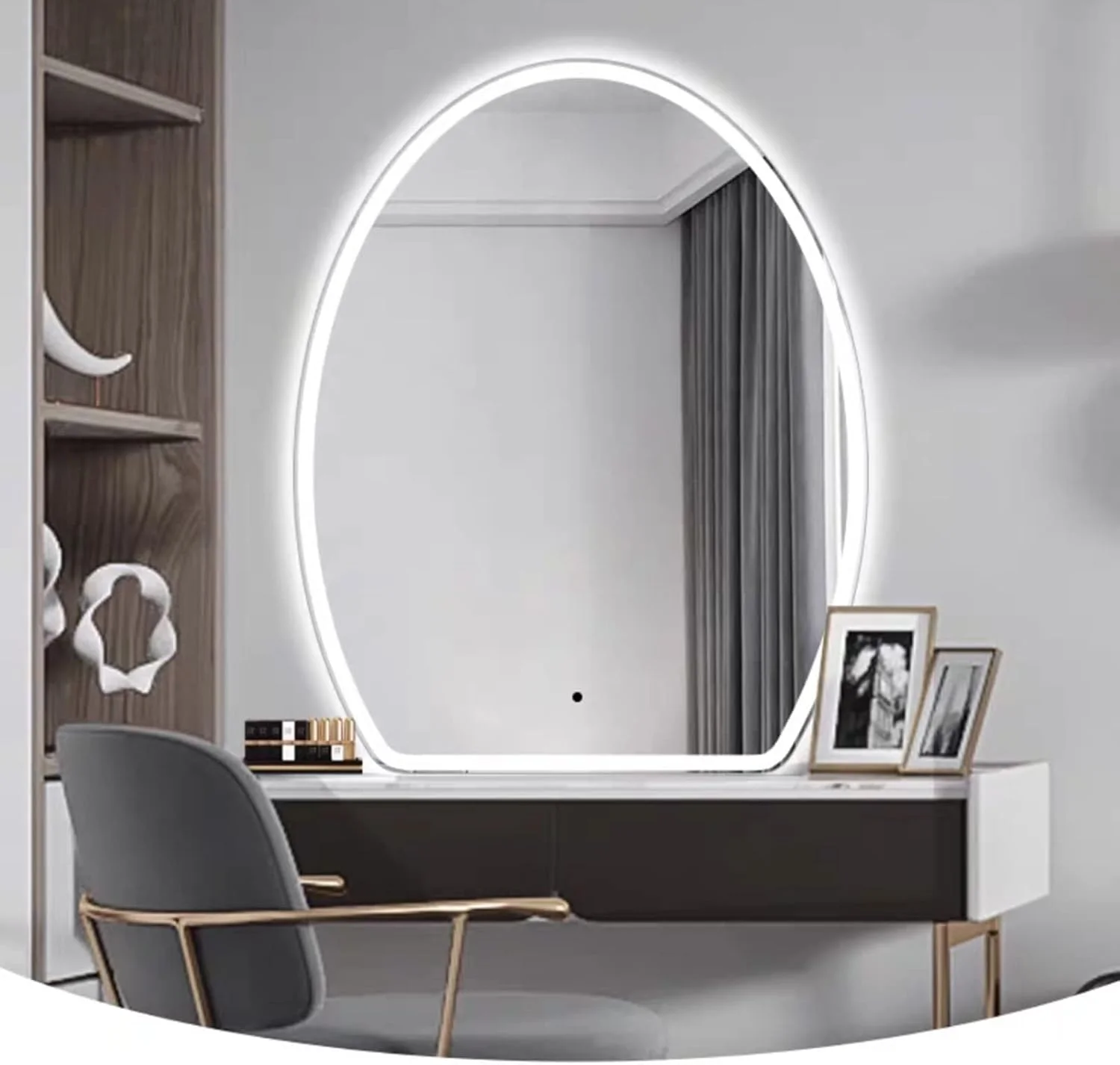 آینه حمام LED بیضی نامنظم، آینه دیواری تزئینی، آینه روشویی بیضی بدون قاب نامتقارن، نور سفید سرد/نور خنثی/نور گرم، آینه روشویی دیمر دار، حسگر لمسی، IP44 (سایز: 70X8 آینه حمام LED بیضی نامنظم، آینه دیواری تزئینی، آینه روشویی بیضی بدون قاب نامتقارن، نور سفید سرد/نور خنثی/نور گرم، آینه روشویی دیمر دار، حسگر لمسی، IP44 (سایز: 70X8