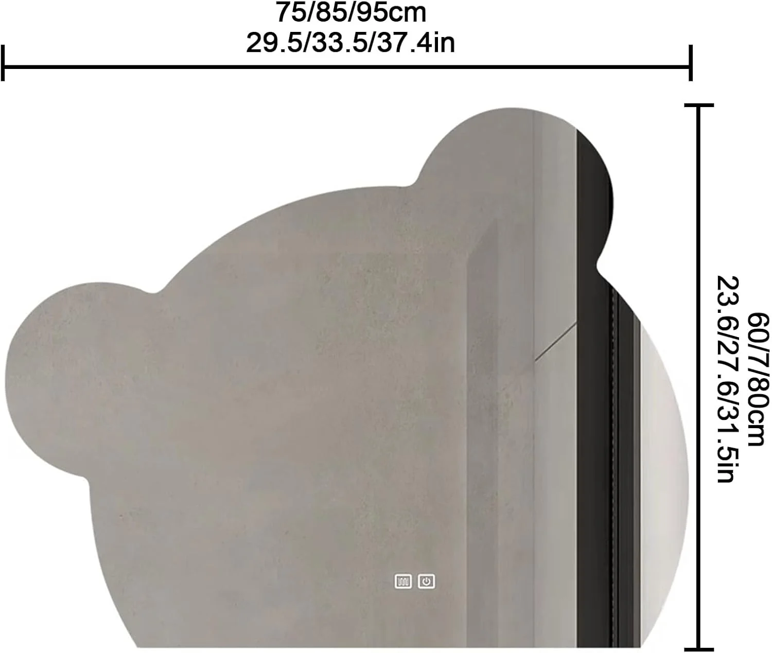 آینه حمام هوشمند ضد بخار، آینه حمام LED با نور سه رنگ قابل تنظیم، آینه دیواری با کلید لمسی، ضد انفجار، آینه حمام خلاقانه طرح خرس برای حمام (سه رنگ)
