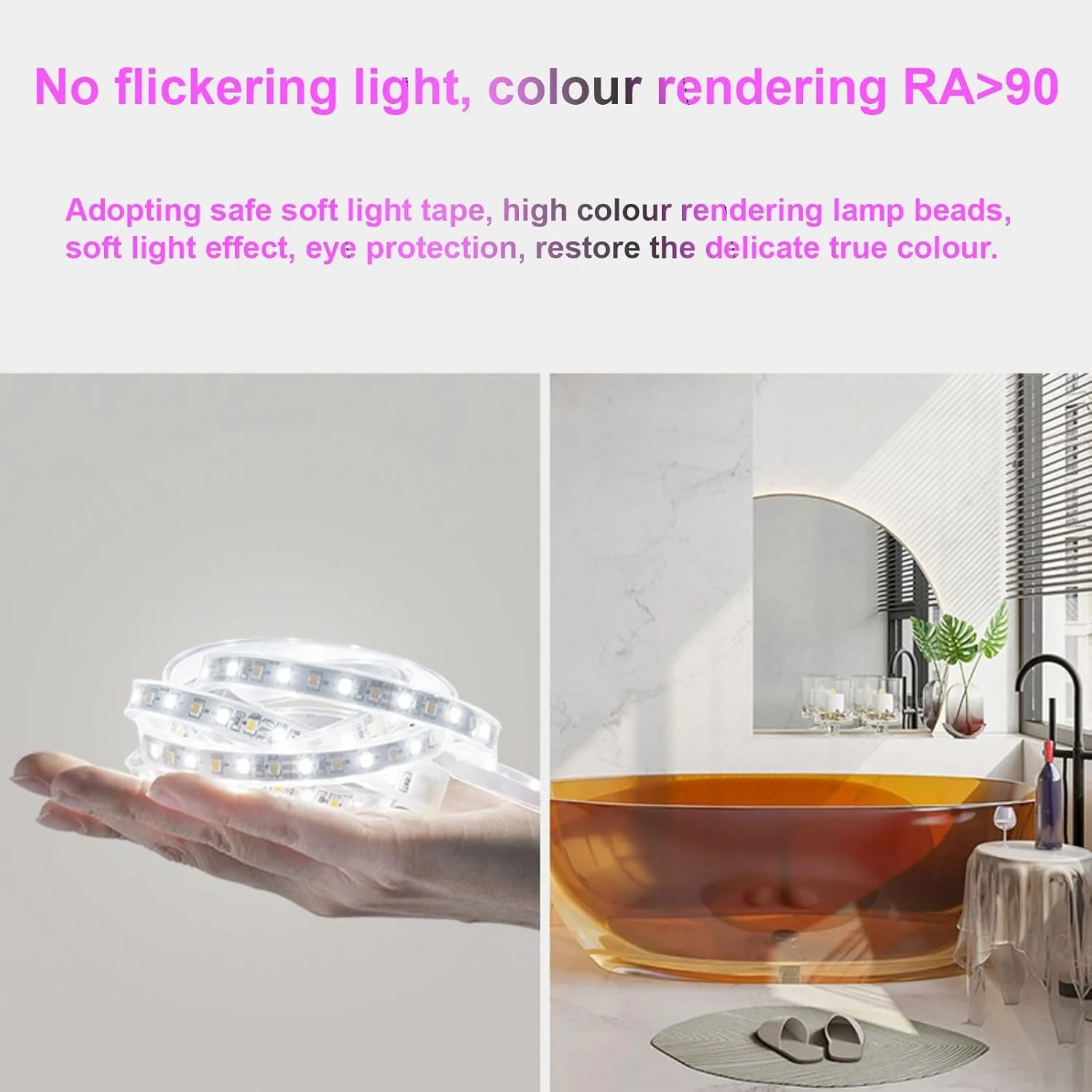 آینه LED نورانی با قابلیت تنظیم نور بی نهایت، آینه حمام نیم دایره بدون قاب، آینه دیواری ضد انفجار با روشنایی قابل تنظیم، مناسب برای حمام، اتاق نشیمن (رنگ: