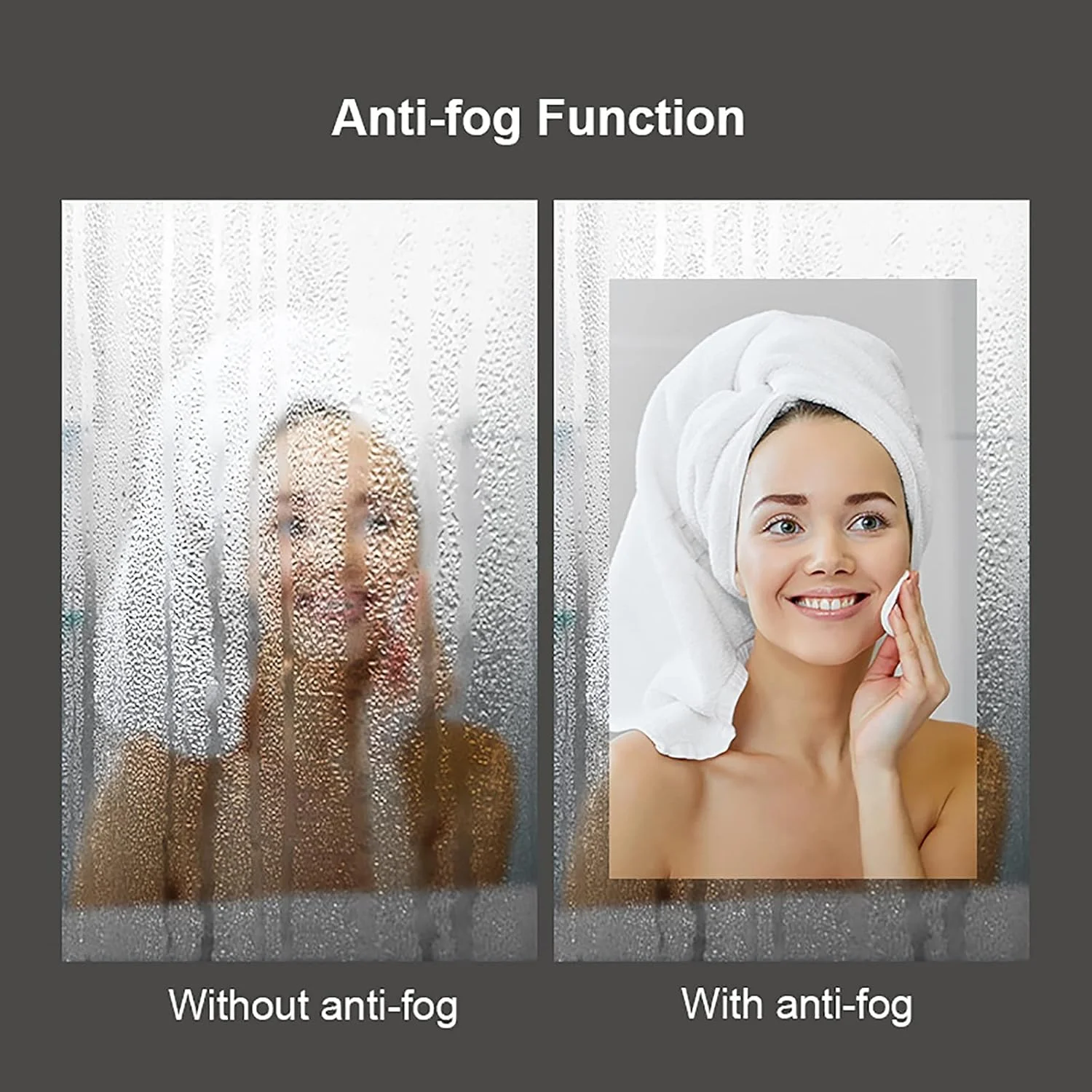 آینه حمام LED با نور پس زمینه IlluminatLED، ابعاد 500 در 800 میلی متر، آینه روشویی چند منظوره LED دیواری با چراغ و پد ضد بخار، تغییر 3 رنگ سفید/خنثی/گرم