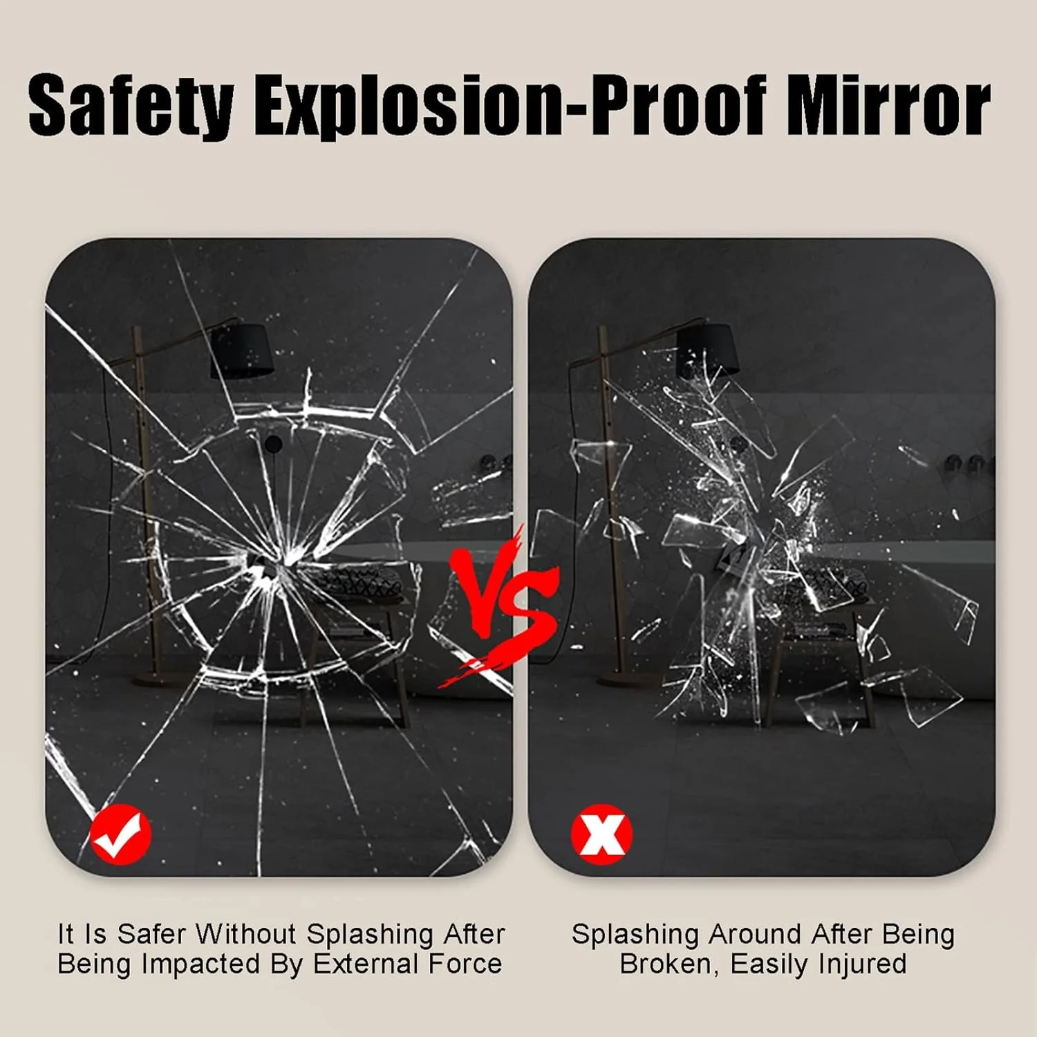 آینه حمام LED با نور پس زمینه IlluminatLED، ابعاد 500 در 800 میلی متر، آینه روشویی چند منظوره LED دیواری با چراغ و پد ضد بخار، تغییر 3 رنگ سفید/خنثی/گرم