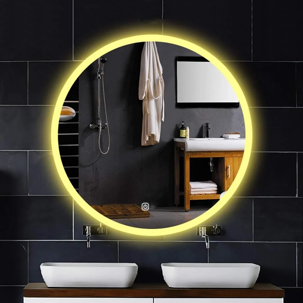 آینه گرد دیواری LED دار برای حمام، آینه آرایشی، ضد بخار هوشمند/دکمه لمسی، نور گرم - 785 میلی متر آینه گرد دیواری LED دار برای حمام، آینه آرایشی، ضد بخار هوشمند/دکمه لمسی، نور گرم - 785 میلی متر