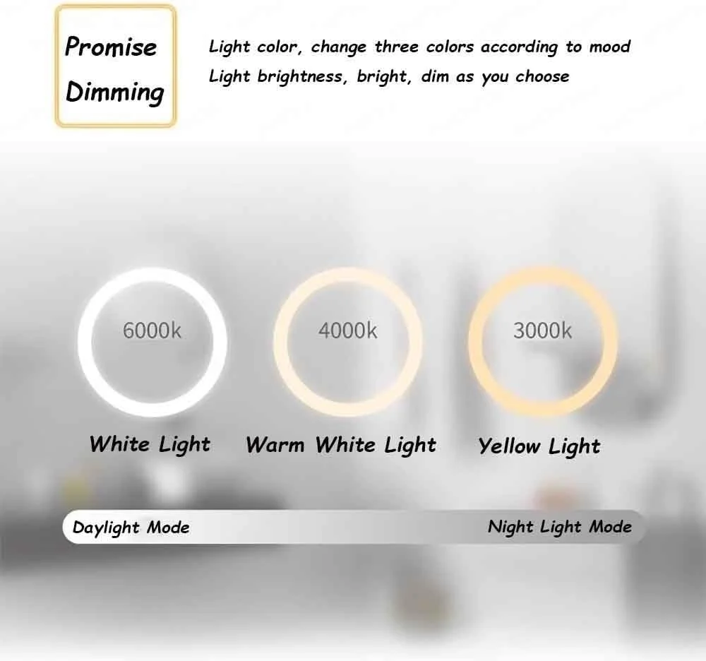 آینه آرایش LED با نور پس زمینه برای نصب روی دیوار، آینه حمام هوشمند نیم دایره، آینه دکوراسیون تمام قد، 3 رنگ، ضد بخار (برش چپ 77 * 110 سانتی متر)