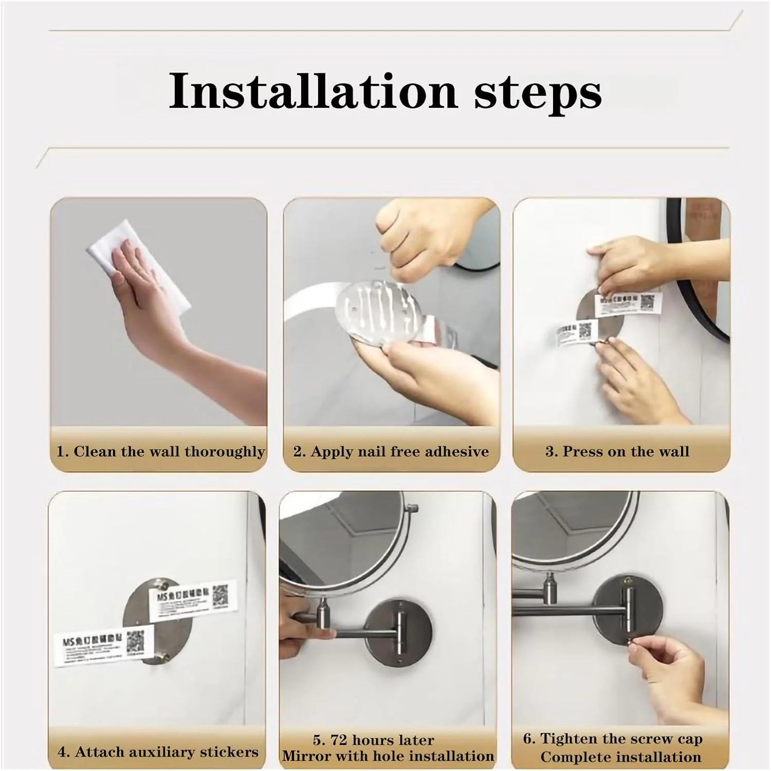 آینه آرایشی دیواری 8 اینچی با نور پس زمینه، آینه بزرگنمایی شارژی 1x/3x، با نورپردازی 3 رنگ / نورپردازی قابل تنظیم صفحه لمسی، آینه دو طرفه چرخان و کششی 360 درجه