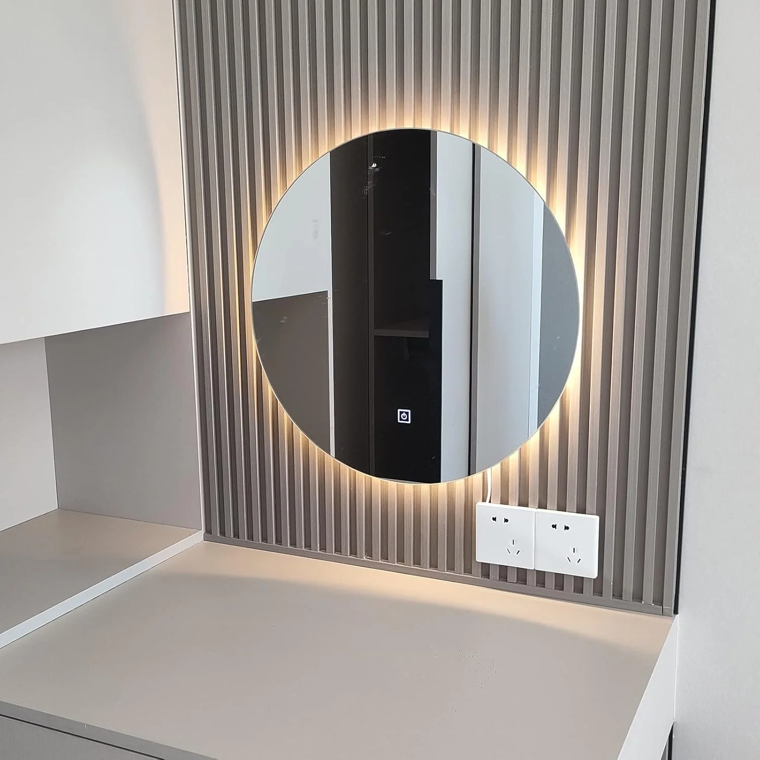 آینه حمام LED بدون قاب با نور پس زمینه، آینه گرد دیواری با نور LED دیمر شونده، آینه روشویی با کنترل لمسی سنسوری، آینه نقره ای HD 5 میلی متری (رنگ: نور گرم، اندازه : آینه حمام LED بدون قاب با نور پس زمینه، آینه گرد دیواری با نور LED دیمر شونده، آینه روشویی با کنترل لمسی سنسوری، آینه نقره ای HD 5 میلی متری (رنگ: نور گرم، اندازه :