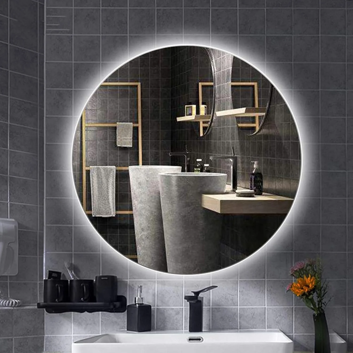 آینه حمام LED بدون قاب با نور پس زمینه، آینه گرد دیواری با نور LED قابل تنظیم، آینه روشویی با کنترل لمسی حسگر، آینه نقره ای HD 5 میلی متری (رنگ: نور سفید، اندازه: 80 سانتی متر) آینه حمام LED بدون قاب با نور پس زمینه، آینه گرد دیواری با نور LED قابل تنظیم، آینه روشویی با کنترل لمسی حسگر، آینه نقره ای HD 5 میلی متری (رنگ: نور سفید، اندازه: 80 سانتی متر)