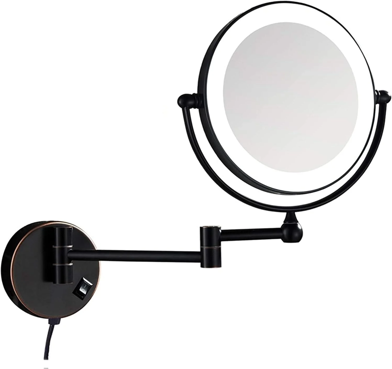 آینه آرایشی نورانی 8 اینچی، آینه بزرگنمایی دو طرفه با نور LED، آینه اصلاح دیواری تاشو با دوشاخه، رزگلد، 3X Leunlee آینه آرایشی نورانی 8 اینچی، آینه بزرگنمایی دو طرفه با نور LED، آینه اصلاح دیواری تاشو با دوشاخه، رزگلد، 3X Leunlee