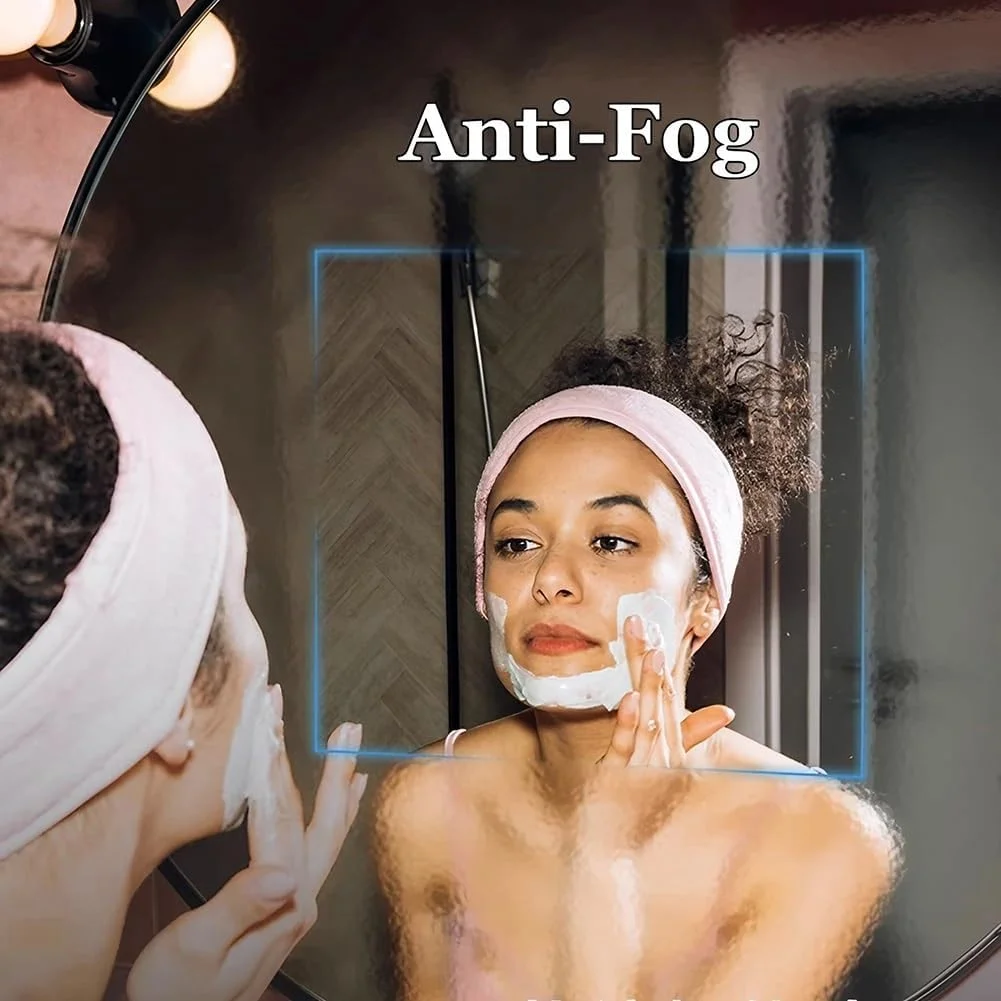 آینه حمام ال ای دی 500 در 800 میلی متر، آینه روشویی دیواری با نور پس زمینه، ضد بخار، آینه آرایش با کلید لمسی سنسور سه رنگ و قابلیت تنظیم نور
