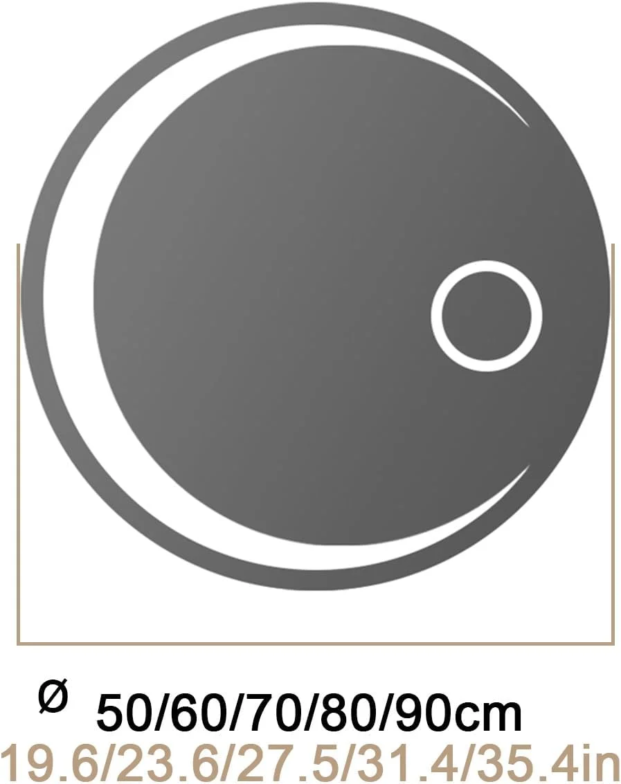 آینه حمام گرد نورانی، آینه آرایشی ال ای دی بزرگنمایی بدون قاب، کم نور شونده بی نهایت، تک لمسی، 3 رنگ نور، دکمه دو لمسی (رنگ: تک لمسی + نور سفید، اندازه: 90)