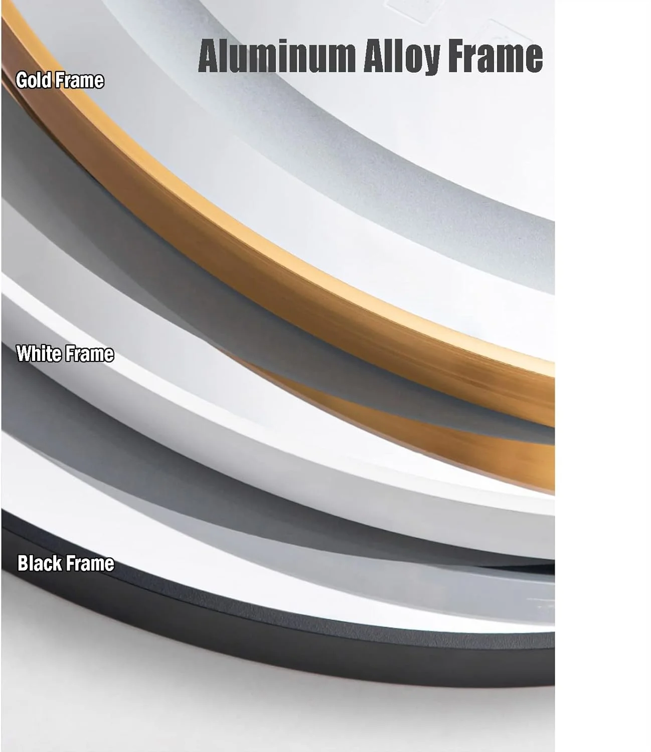 آینه گرد حمام LED با نورپردازی و دیمر لمسی، عملکرد تغییر رنگ سه گانه، آینه های دیواری حمام با قاب فلزی برای آرایش