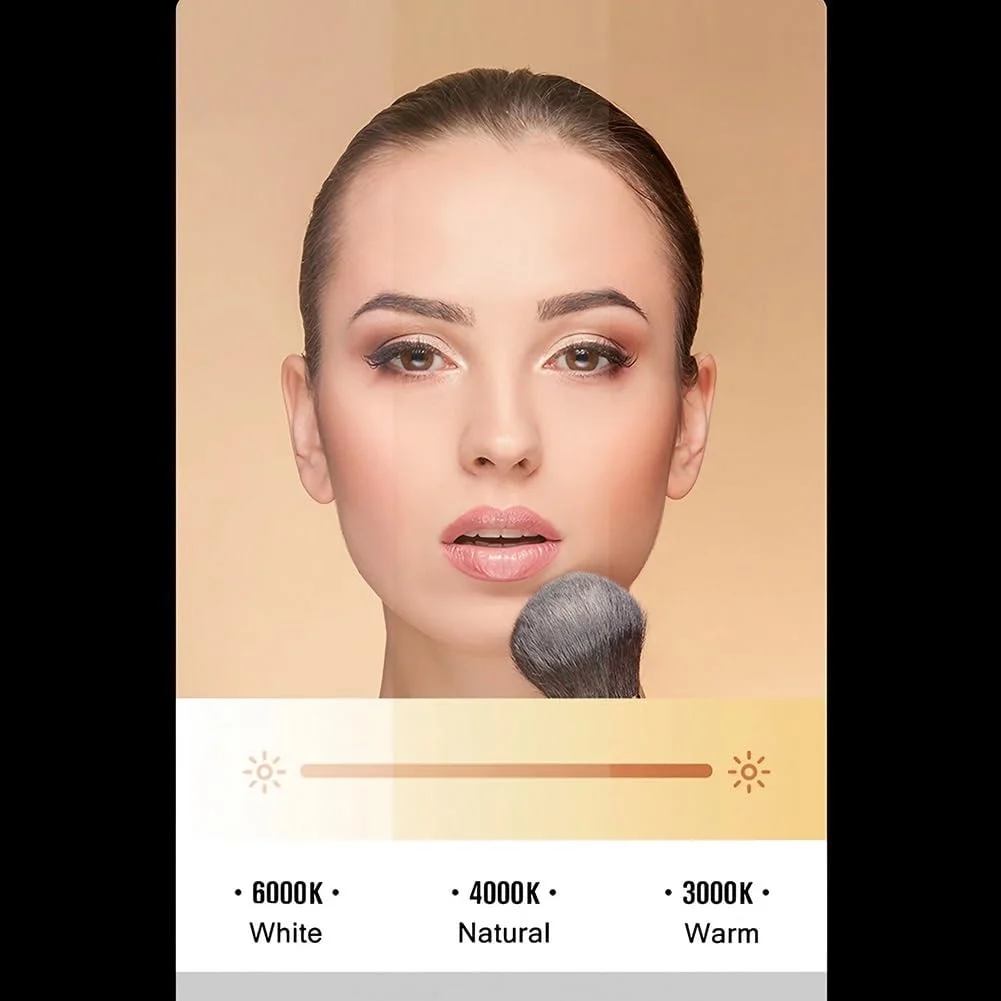 آینه حمام نورپردازی شده با قاب طلایی 500 در 800 میلی متر، آینه روشویی دیواری با نور کم و زیاد شونده و حسگر لمسی