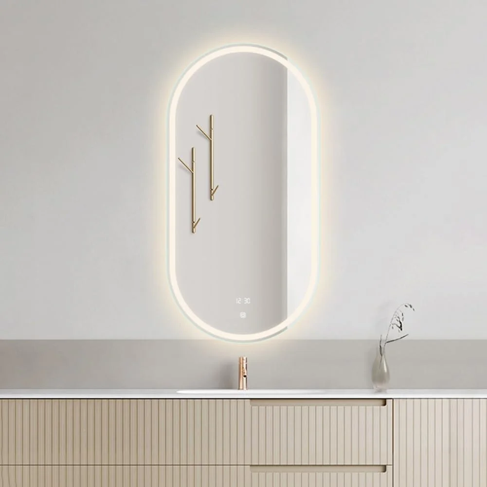 آینه حمام ال ای دی دار 500x800 میلی متر، آینه روشویی دیواری با دیمستر، آینه آرایشی حسگر لمسی با قابلیت تنظیم نور