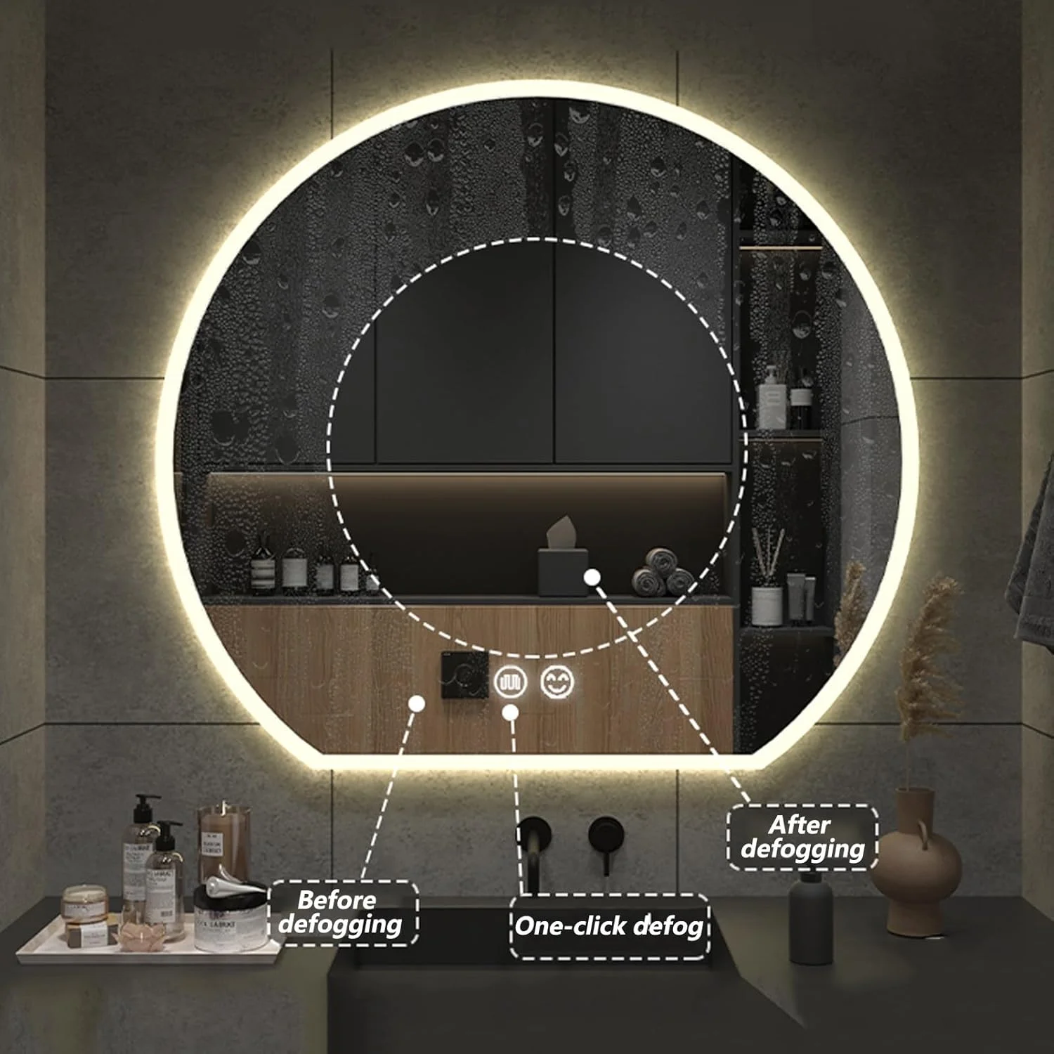 آینه حمام نورپردازی شده، آینه دیواری ضد بخار حمام با چراغ های LED، آینه آرایشی با کلید حسگر لمسی، نور LED سه رنگ قابل تنظیم (رنگ: چپ، اندازه: 59 * 70 سانتی متر / 23.2 * 27.6 اینچ) آینه حمام نورپردازی شده، آینه دیواری ضد بخار حمام با چراغ های LED، آینه آرایشی با کلید حسگر لمسی، نور LED سه رنگ قابل تنظیم (رنگ: چپ، اندازه: 59 * 70 سانتی متر / 23.2 * 27.6 اینچ)