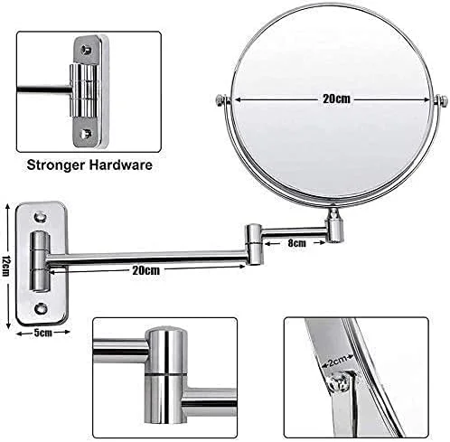 آینه حمام خانگی، آینه اصلاح دیواری، تاشو آرایشی دو طرفه معمولی، کروم 8 اینچ