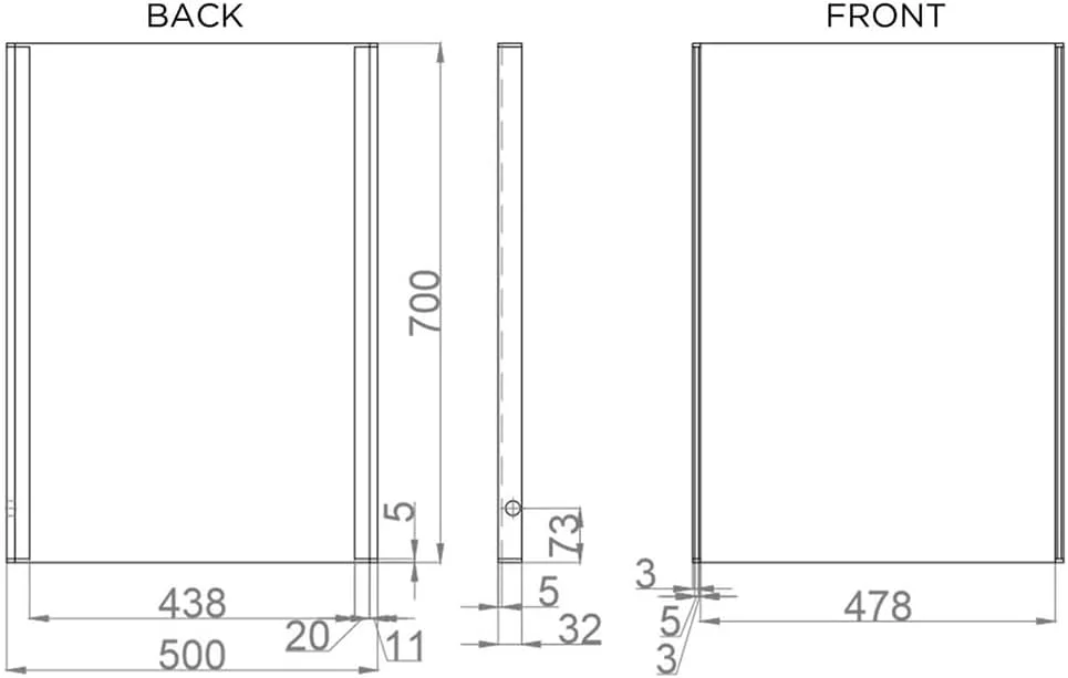 آینه بدون قاب 500x700 میلی‌متری iBathUK، آینه آرایشی هوشمند ضد بخار دیواری با نور، آینه حمام LED روشن با سنسور، افقی/عمودی
