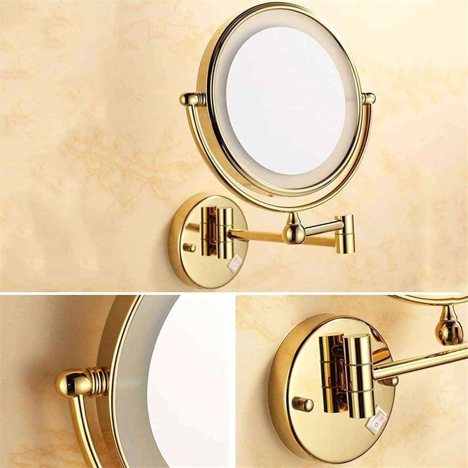 آینه حمام خانگی، آینه آرایشی تاشو دیواری با بزرگنمایی 3X / 5X / 7X و چرخش 360 درجه