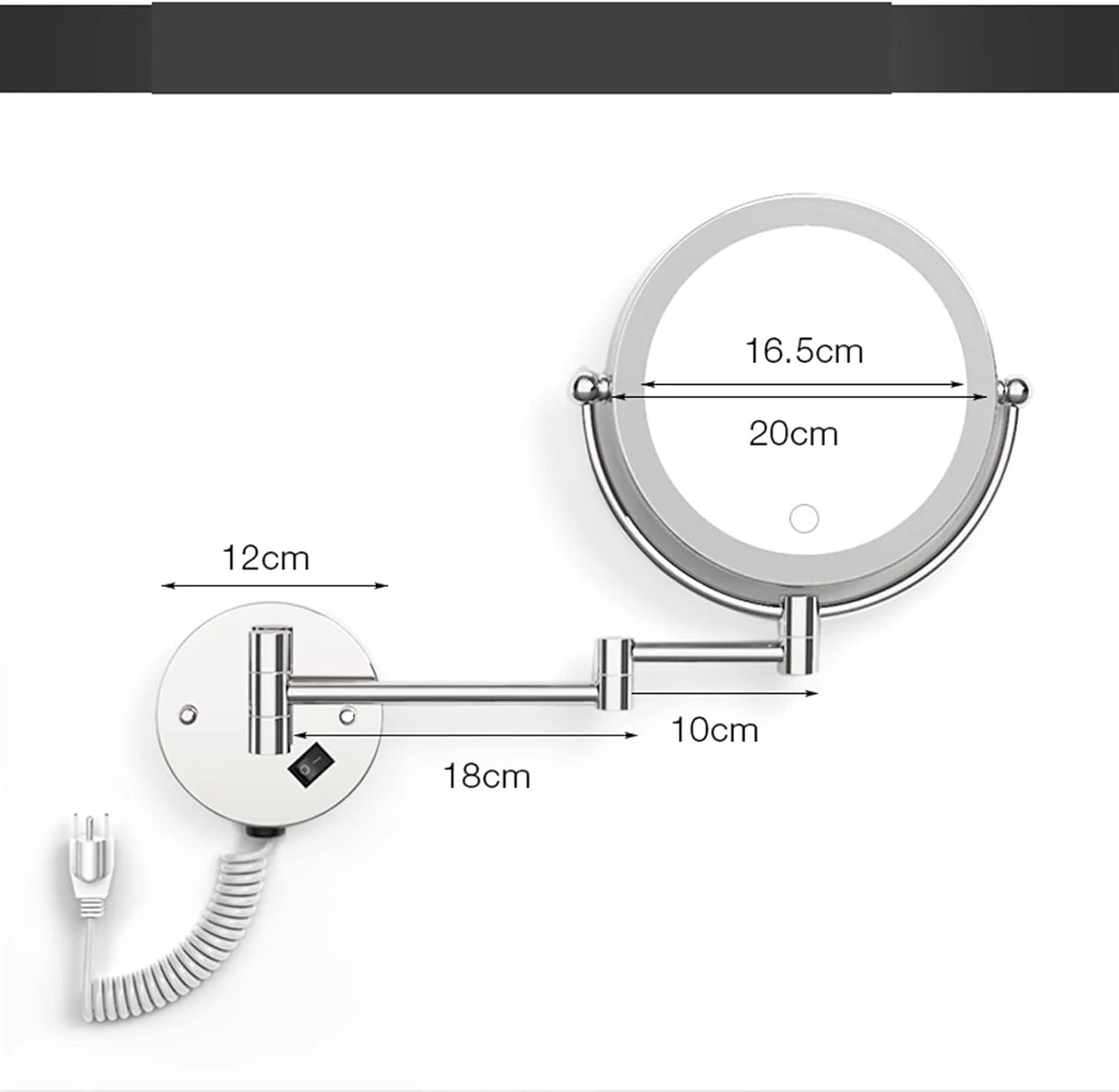 آینه آرایشی دیواری چراغ دار HODORE، آینه بزرگنمایی حمام، کروم با کیفیت، آینه های تاشو حمام، آینه کوچک برای آرایش (رنگ: Hortel)