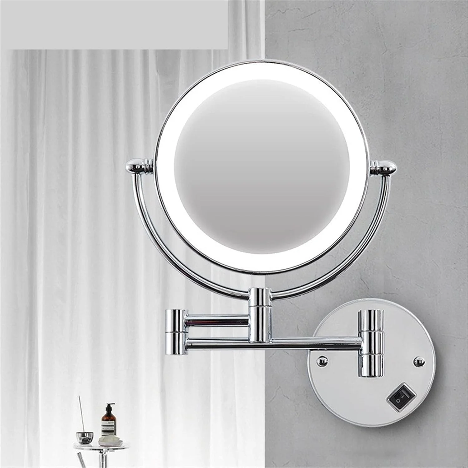 آینه آرایشی دیواری چراغ دار HODORE، آینه بزرگنمایی حمام، کروم با کیفیت، آینه های تاشو حمام، آینه کوچک برای آرایش (رنگ: Hortel)