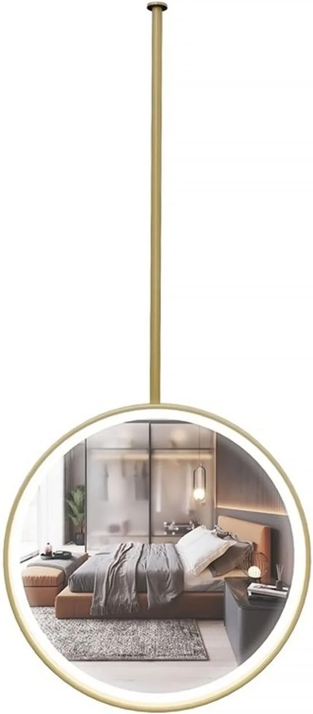 آینه گرد دیواری HHMMEDE، آینه آویز مناسب برای میز آرایش، آینه حمام نورانی، آینه آرایش و دوش