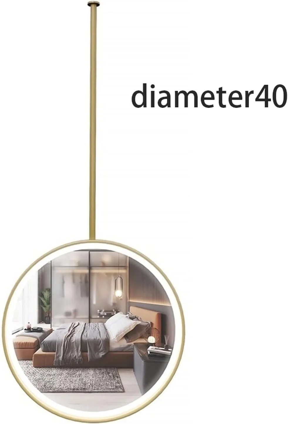 آینه گرد دیواری HHMMEDE، آینه آویز مناسب برای میز آرایش، آینه حمام نورانی، آینه آرایش و دوش