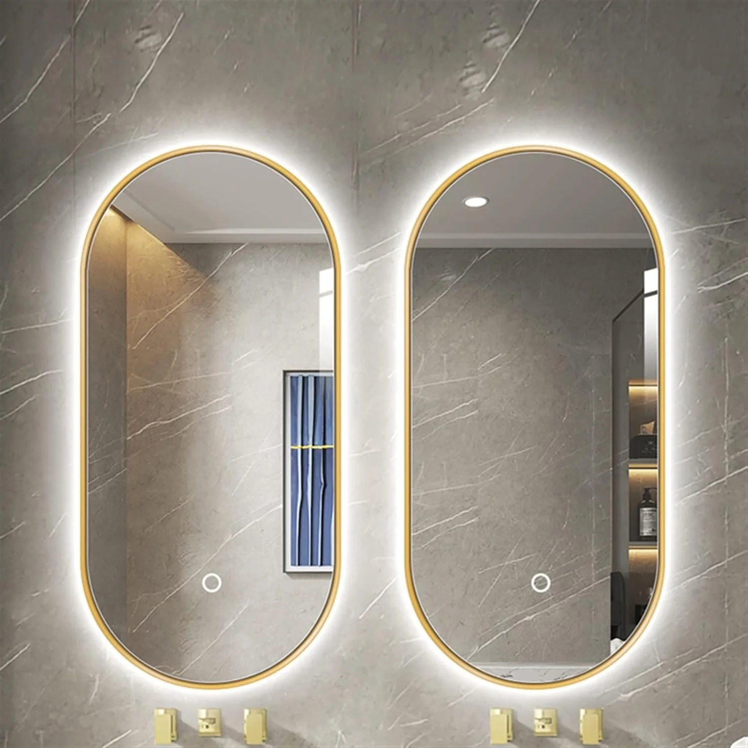 آینه دیواری HHMMEDE، آینه بزرگ آرایشی مناسب حمام و دوش، دارای چراغ، خودچسب، آینه قدی مناسب اتاق پرو آینه دیواری HHMMEDE، آینه بزرگ آرایشی مناسب حمام و دوش، دارای چراغ، خودچسب، آینه قدی مناسب اتاق پرو