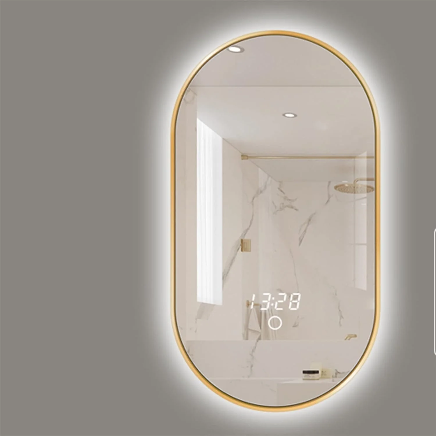 آینه دیواری HHMMEDE، آینه بزرگ آرایشی مناسب حمام و دوش، دارای چراغ، خودچسب، آینه قدی مناسب اتاق پرو آینه دیواری HHMMEDE، آینه بزرگ آرایشی مناسب حمام و دوش، دارای چراغ، خودچسب، آینه قدی مناسب اتاق پرو