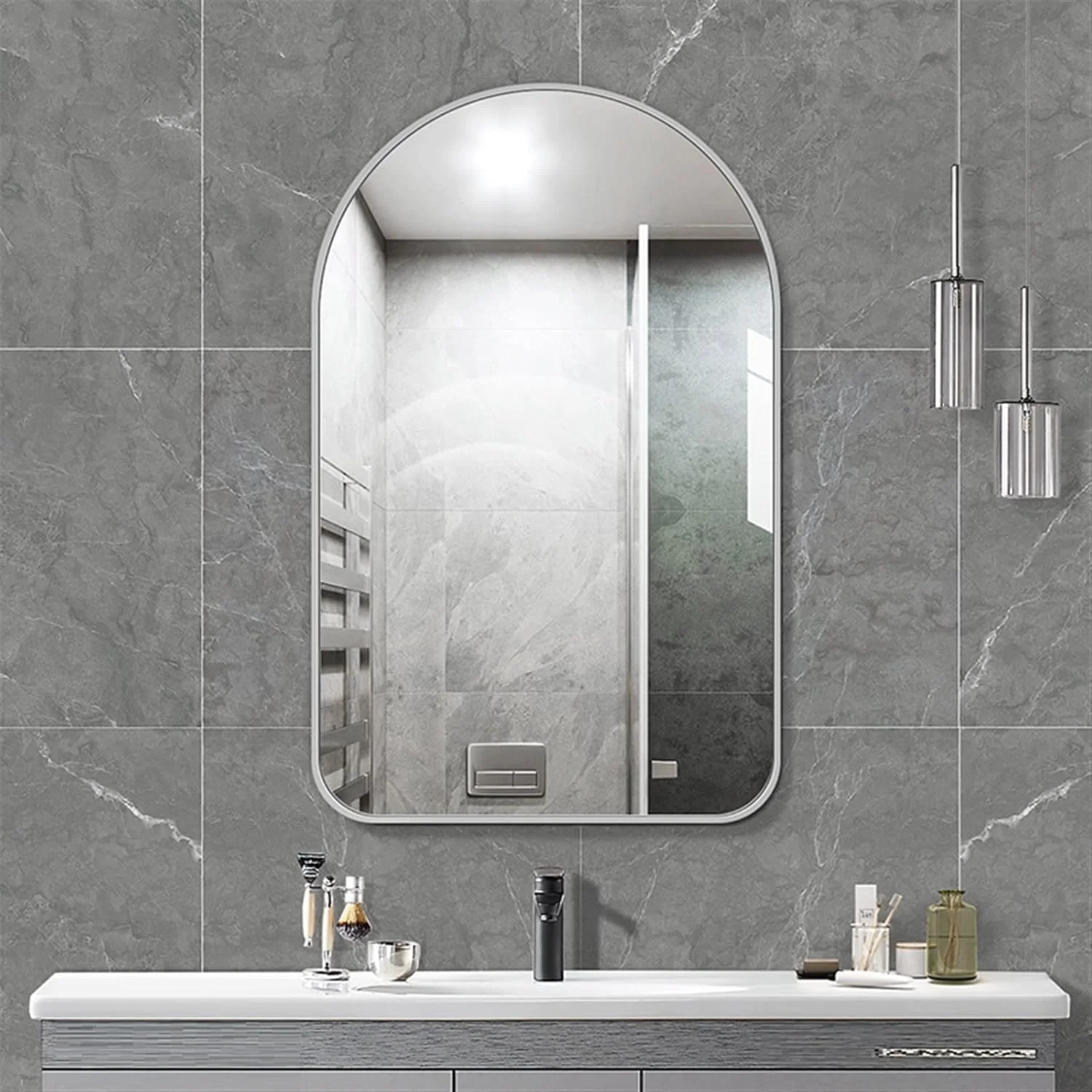 آینه دیواری HHMMEDE شیشه ایمنی آینه حمام آینه حمام فلزی نامنظم دیواری