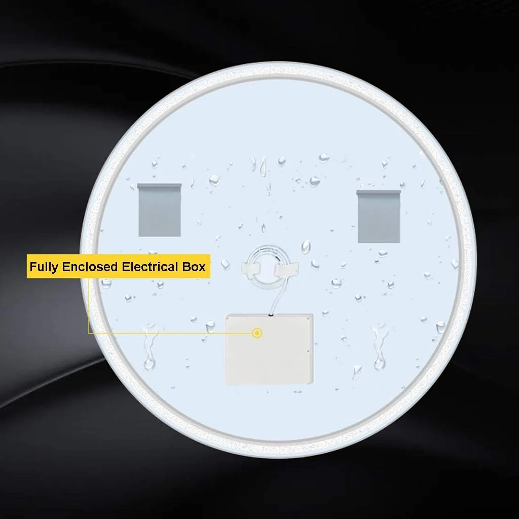 آینه حمام دیواری HFKRNS با آینه ضد انفجار LED روشن، لبه های مات بدون قاب، نور سفید/گرم آینه حمام دیواری HFKRNS با آینه ضد انفجار LED روشن، لبه های مات بدون قاب، نور سفید/گرم