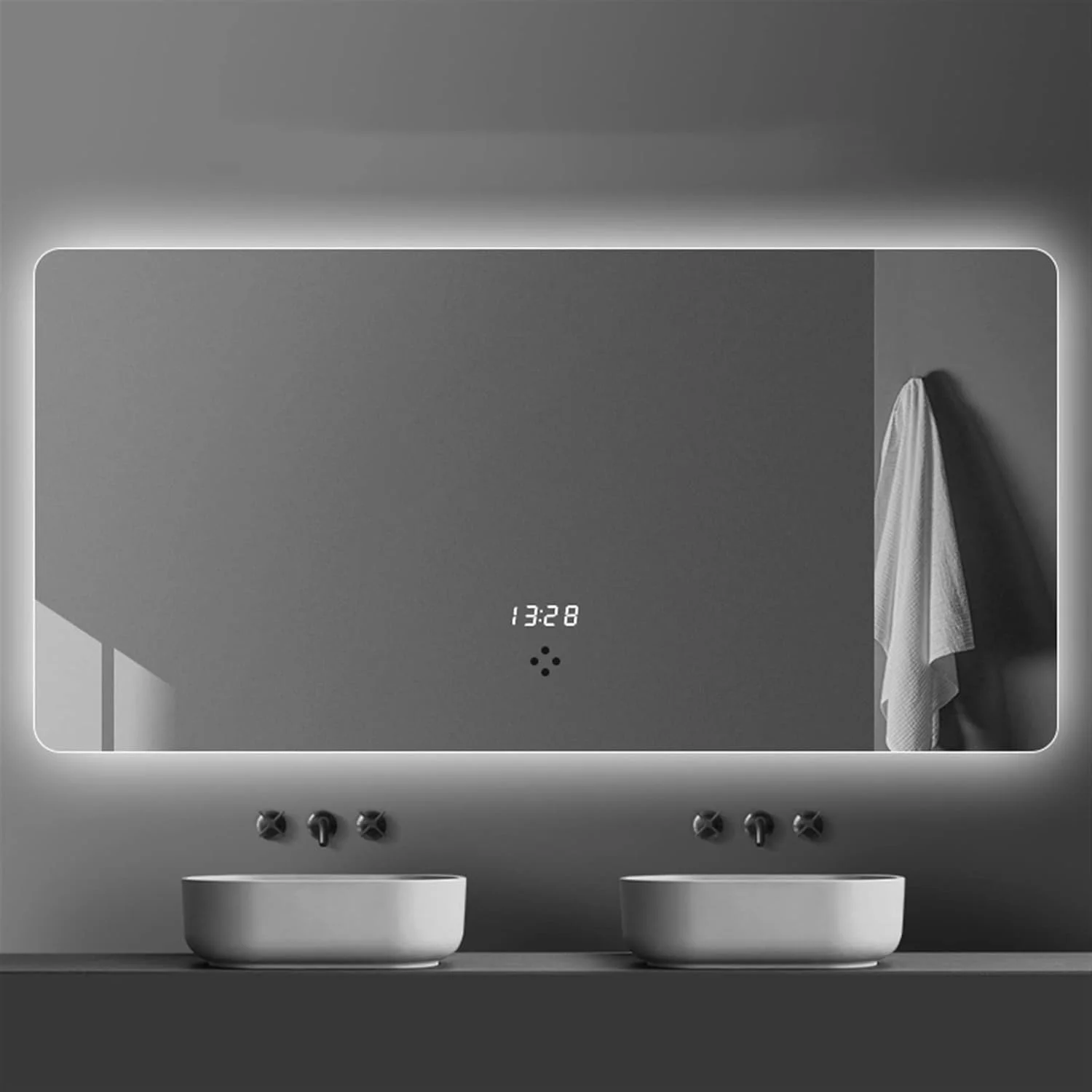 آینه دیواری HHMMEDE مناسب اتاق خواب، آینه روشنایی زیبا برای حمام، آینه قدی ساعت دار، لوازم داخلی آینه دیواری HHMMEDE مناسب اتاق خواب، آینه روشنایی زیبا برای حمام، آینه قدی ساعت دار، لوازم داخلی