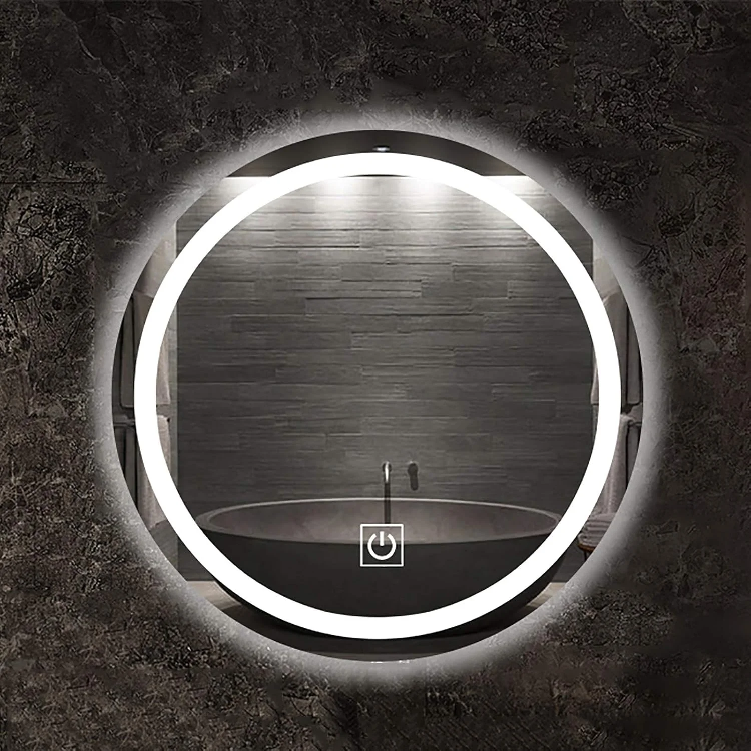 آینه حمام LED مدل HFKRNS با نورپردازی، آینه های لمسی دیواری با قابلیت تنظیم نور برای آرایش و زیبایی، دارای استاندارد IP44