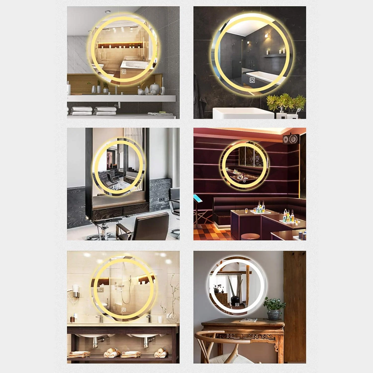 آینه حمام LED مدل HFKRNS با نورپردازی، آینه های لمسی دیواری با قابلیت تنظیم نور برای آرایش و زیبایی، دارای استاندارد IP44 آینه حمام LED مدل HFKRNS با نورپردازی، آینه های لمسی دیواری با قابلیت تنظیم نور برای آرایش و زیبایی، دارای استاندارد IP44