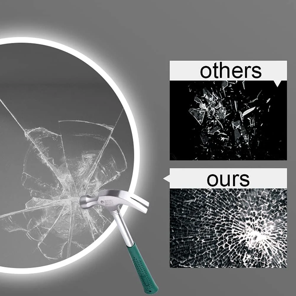 آینه حمام نورپردازی شده HFKRNS با کلید لمسی 500x500/600x600 میلی متر، آینه روشویی LED چند منظوره دیواری با چراغ، صرفه جویی در انرژی (نور سه رنگ)