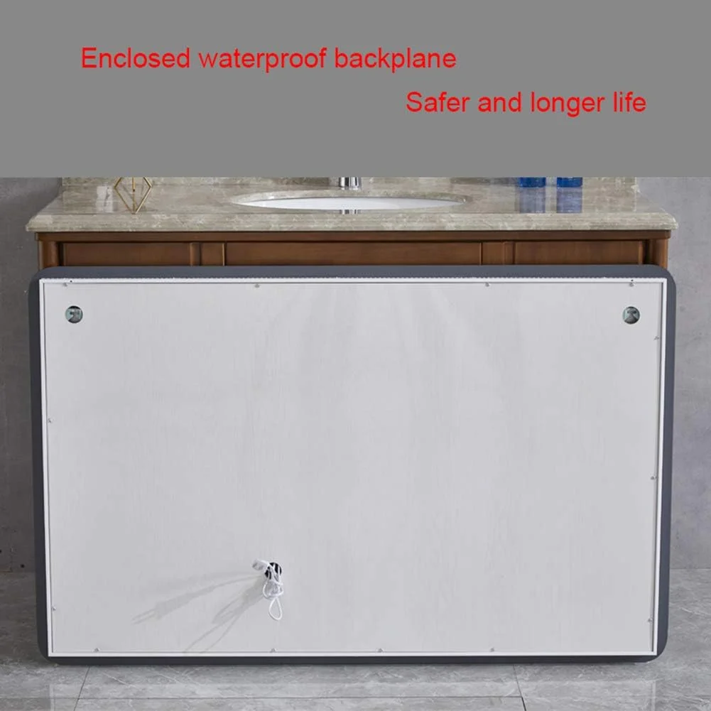 آینه حمام بدون قاب با نور پس زمینه HFKRNS، آینه دیواری برای آرایش/حمام، آینه روشنایی LED هوشمند دیواری، عمودی، مستطیل گرد، مناسب برای آرایش و حمام منزل