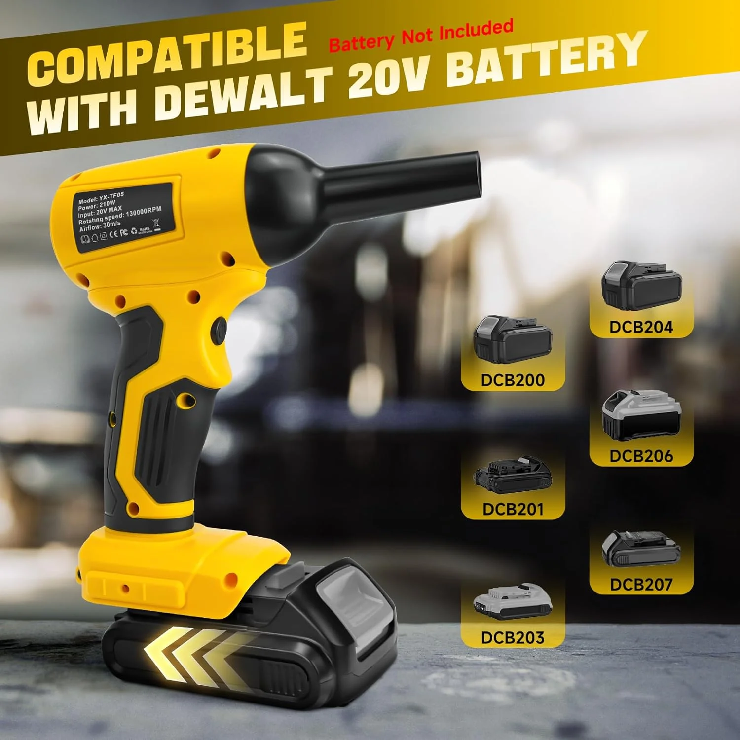 فن توربو برقی شارژی، دمنده برگ برای باتری 20 ولت Dewalt، فن جت دستی 130000 دور در دقیقه، سرعت باد متغیر، برای تمیز کردن و خشک کردن (باتری شامل نمی شود) فن توربو برقی شارژی، دمنده برگ برای باتری 20 ولت Dewalt، فن جت دستی 130000 دور در دقیقه، سرعت باد متغیر، برای تمیز کردن و خشک کردن (باتری شامل نمی شود)