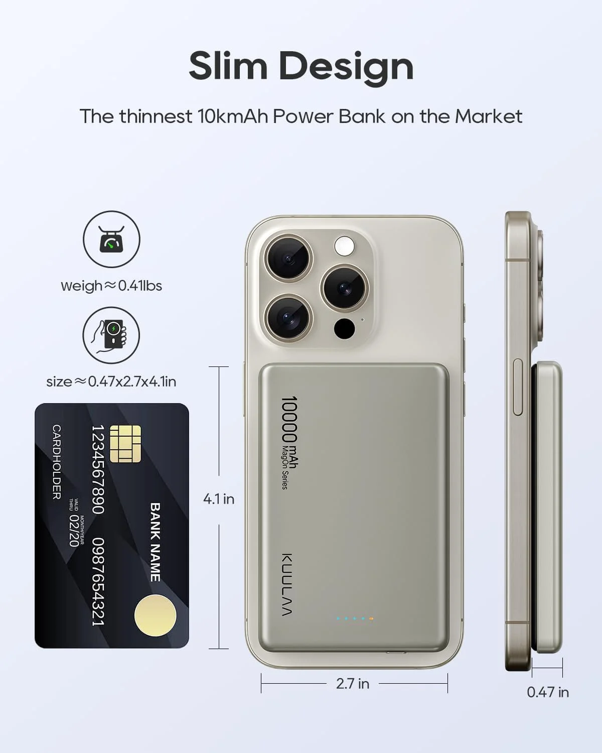 پاور بانک Kuulaa با ظرفیت 10000mAh، شارژ سریع 20W، شارژر بیسیم قابل حمل، پاور بانک شارژر Magsafe برای سری iPhone 12-16، سامسونگ - تیتانیوم پاور بانک Kuulaa با ظرفیت 10000mAh، شارژ سریع 20W، شارژر بیسیم قابل حمل، پاور بانک شارژر Magsafe برای سری iPhone 12-16، سامسونگ - تیتانیوم