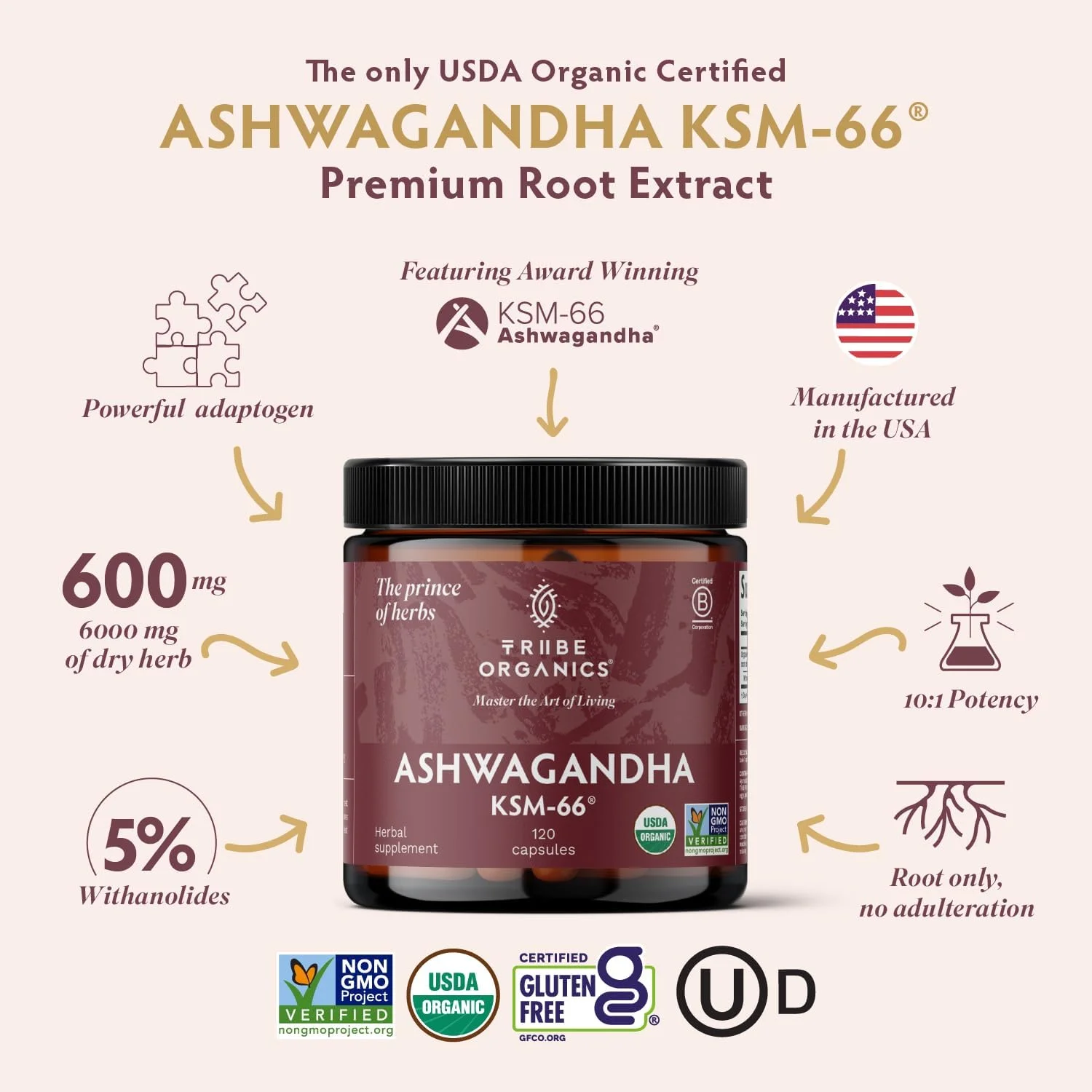 مکمل آشوآگاندا KSM 66 ارگانیک خالص TRIBE ORGANICS - پودر عصاره ریشه، مکمل آیورودا - پشتیبانی از تمرکز و خلق و خو، افزایش انرژی و قدرت، 600 میلی گرم KSM66 طبیعی برای جذب برتر - 90 کپسول مکمل آشوآگاندا KSM 66 ارگانیک خالص TRIBE ORGANICS - پودر عصاره ریشه، مکمل آیورودا - پشتیبانی از تمرکز و خلق و خو، افزایش انرژی و قدرت، 600 میلی گرم KSM66 طبیعی برای جذب برتر - 90 کپسول