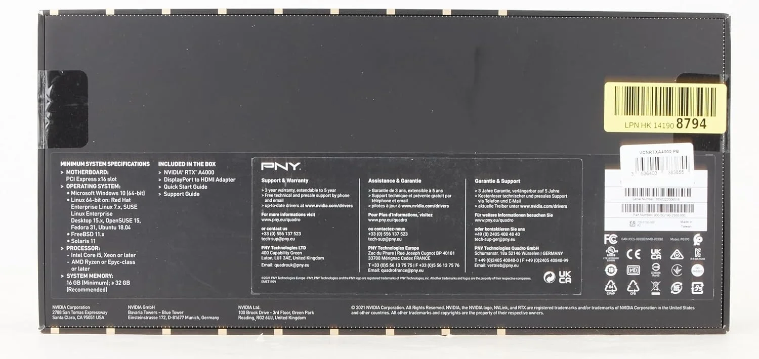 کارت گرافیک حرفه ای PNY NVIDIA GeForce RTX A4000 با 16 گیگابایت حافظه GDDR6 PCI Express 4.0 x16، دو اسلات، 4x DisplayPort، پشتیبانی از 8K، فن فعال فوق العاده بی صدا، VCNRTXA4000-PB کارت گرافیک حرفه ای PNY NVIDIA GeForce RTX A4000 با 16 گیگابایت حافظه GDDR6 PCI Express 4.0 x16، دو اسلات، 4x DisplayPort، پشتیبانی از 8K، فن فعال فوق العاده بی صدا، VCNRTXA4000-PB