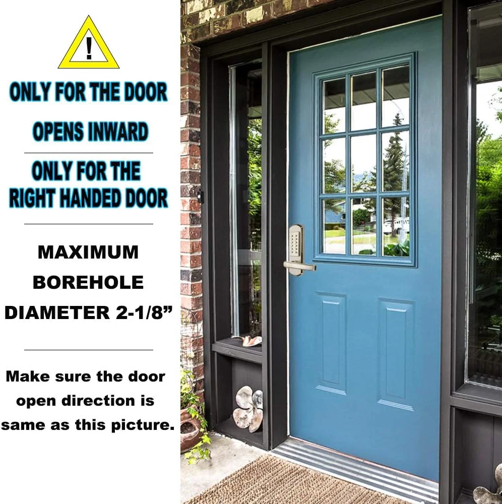 قفل درب مکانیکی بدون کلید MegaFlint، قفل ترکیبی دیجیتال، ورود امنیتی، استیل ضد زنگ 304، بدون قفل شب بند (فقط برای درب های چپ گرد بازشو به داخل) … (دستگیره راست)