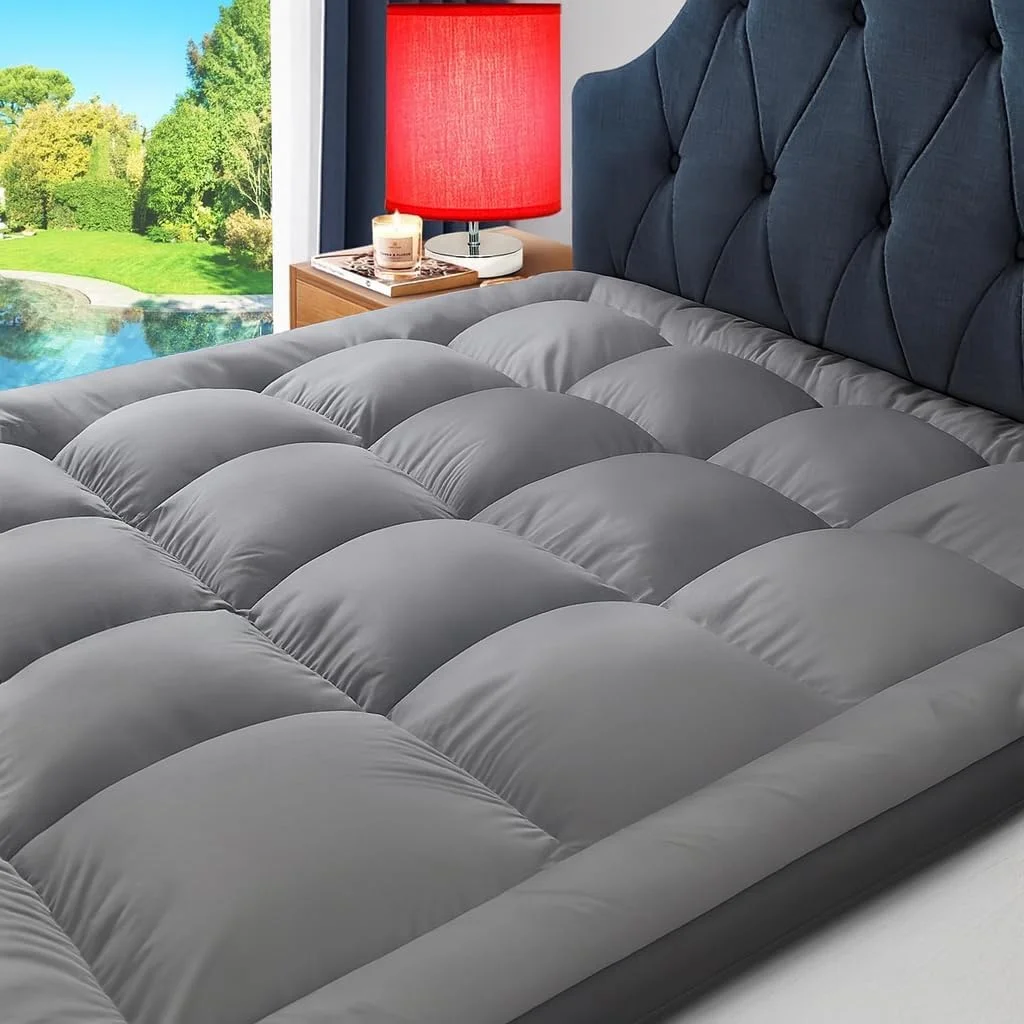 رویه تشک نرم و راحت ویتال سفید 500 گرمی (خاکستری، سایز یک نفره - عرض 90 x طول 200 سانتی متر)