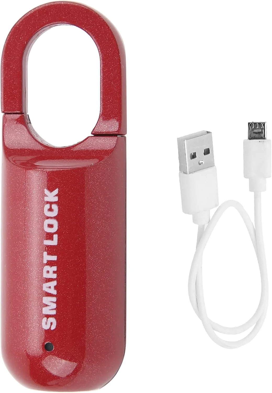 قفل اثر انگشتی قابل حمل سوراندی، قفل اثر انگشتی بدون کلید، قفل هوشمند کوچک امنیتی، قفل دیجیتال قابل شارژ USB، مناسب برای باشگاه، ورزش، دوچرخه، مدرسه، حصار و انبار (قرمز)