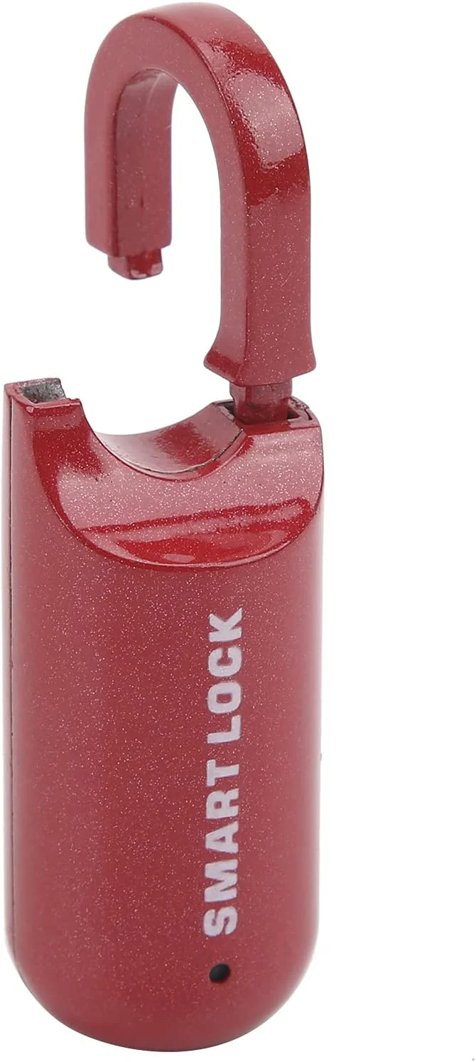 قفل اثر انگشتی قابل حمل سوراندی، قفل اثر انگشتی بدون کلید، قفل هوشمند کوچک امنیتی، قفل دیجیتال قابل شارژ USB، مناسب برای باشگاه، ورزش، دوچرخه، مدرسه، حصار و انبار (قرمز)