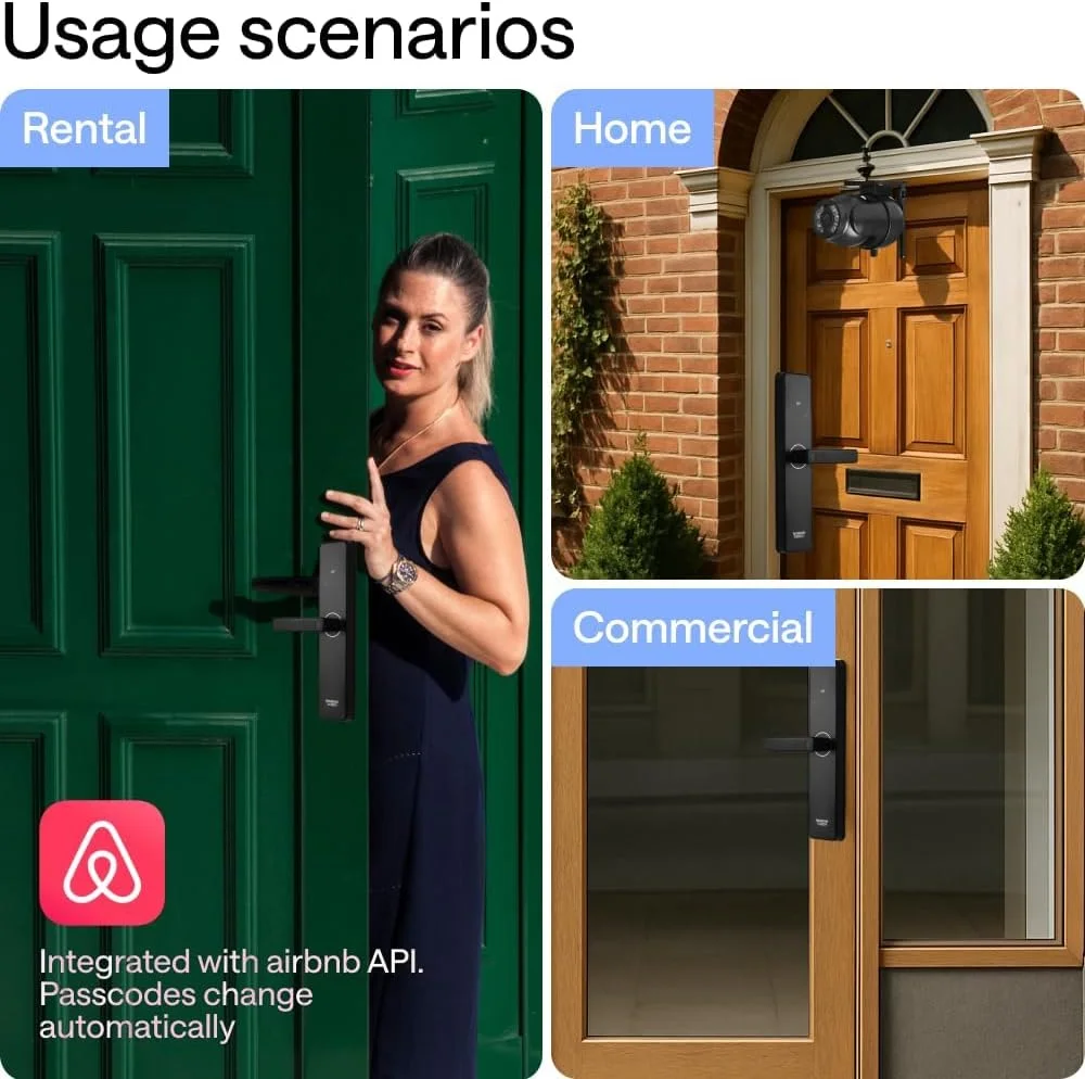 قفل زبانه دار هوشمند با دوربین وای فای و کیت نصب - قفل درب دیجیتال بدون کلید با دستگیره - کارت، صفحه کلید، اثر انگشت، رمز عبور - قفل درب هوشمند الکترونیکی برای درب ورودی قفل زبانه دار هوشمند با دوربین وای فای و کیت نصب - قفل درب دیجیتال بدون کلید با دستگیره - کارت، صفحه کلید، اثر انگشت، رمز عبور - قفل درب هوشمند الکترونیکی برای درب ورودی