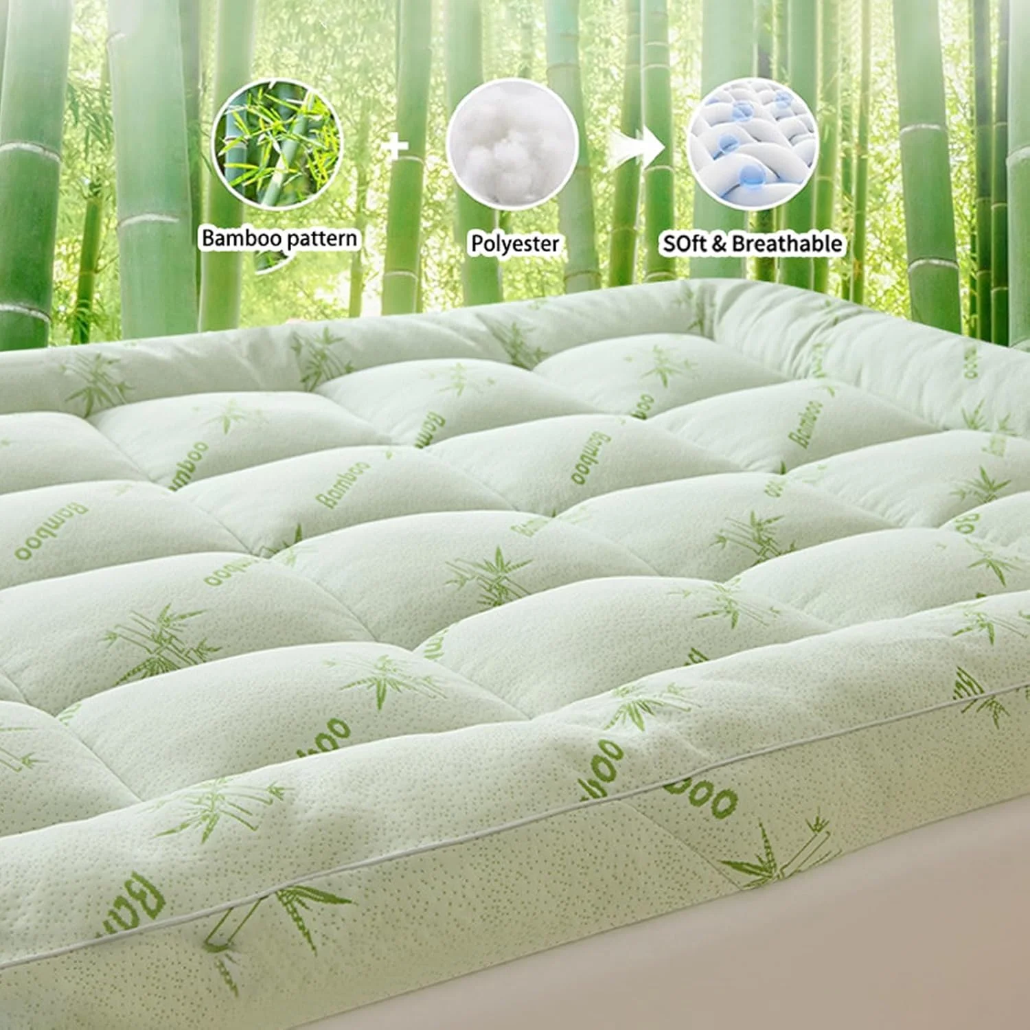 تشک سوپر نرم هوم هتل با الیاف 100% پلی استر، روکش تشک نرم و لطیف، لوکس، نرم، راحت، تنفس پذیر، تشک تخت خواب مموری فوم متراکم و دارای تهویه، عرض 180 سانتی متر